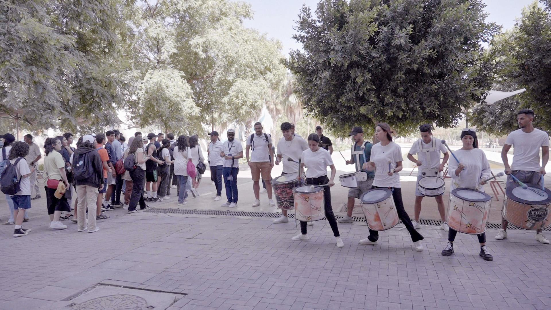 Students arriving for AMAZE Camp Day 1.